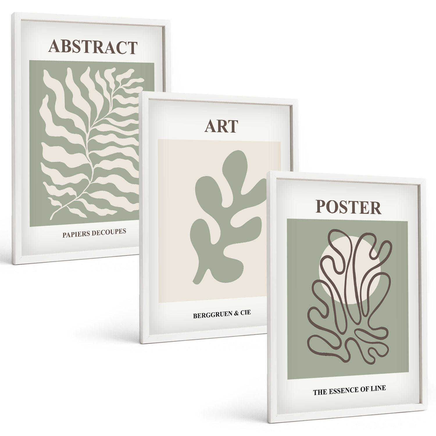 BILDER SET 3er Set - 40x60 cm Weißer Rahmen - Poster mit Pflanzenmustern von Matisse - Weiß, Kunststoff (40/60cm) - TULUP
