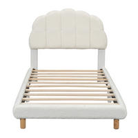 KINDERBETT 90/200 cm DE-04373, mit Plüschbezug und halbkreisförmigem Kopfteil, in Weiß - Weiß, Holzwerkstoff (90/200cm) - ComfortXL