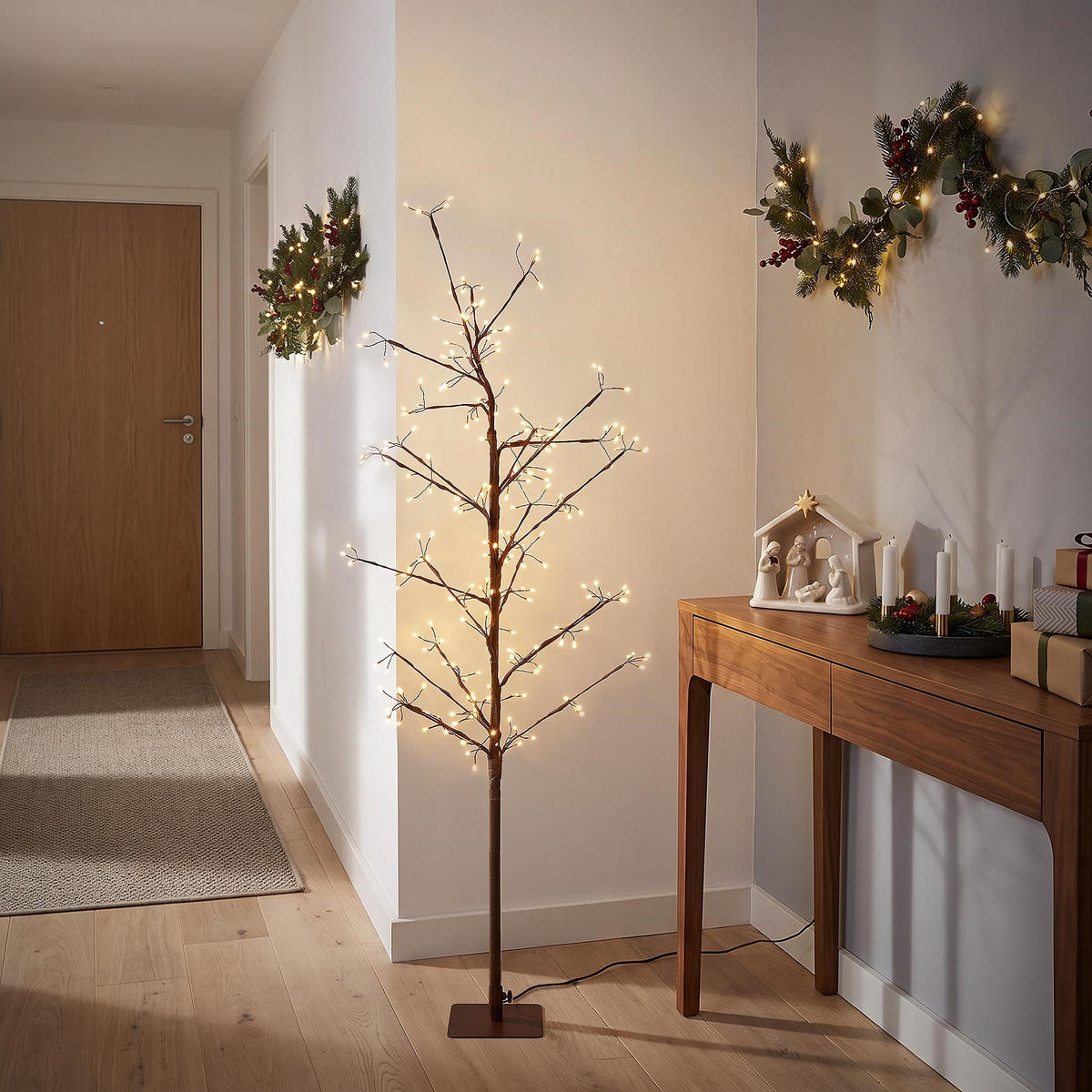 LED BAUM Outdoor Lichterbaum 150 cm Weihnachtsbeleuchtung Weihnachtsdeko 855 LEDs Warmweiß Innen/Außen - Braun, Metall (65/150/65cm) - ECD-Germany