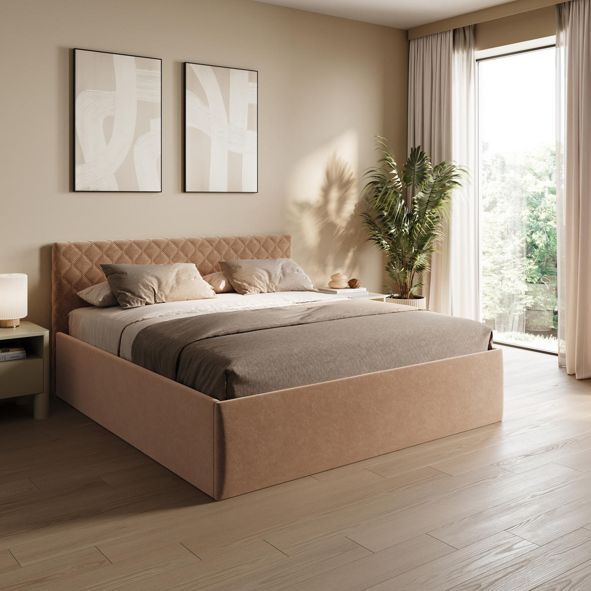 POLSTERBETT 180x200 cm Bonnellfederkernmatratze H2 in Beige - Beige, Textil (180/200cm) - Home Collective