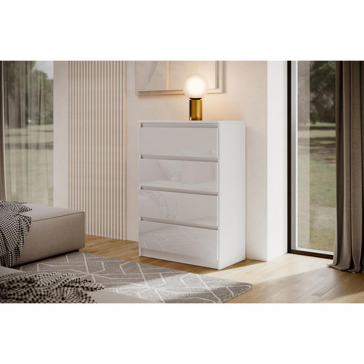 KOMMODE Lemon 70 cm mit vier Schubladen weißglanz - Weiß Hochglanz, Holzwerkstoff (70/102/39cm) - Beautysofa