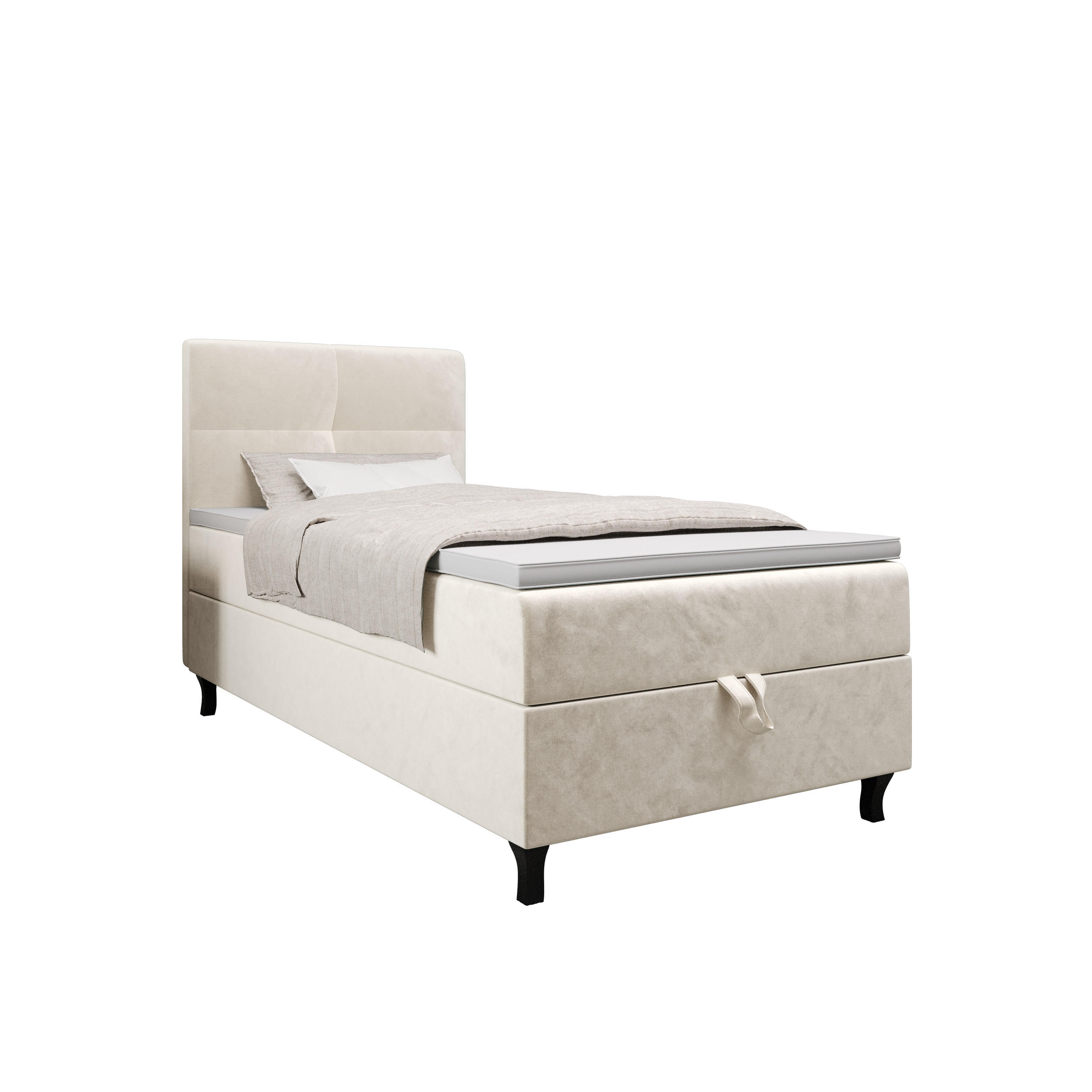 BOXBETT LIMBA mit Matratze H3 und Topper 80x200 Monolith 02 - Creme, Holz/Textil (80/200cm) - Bedante