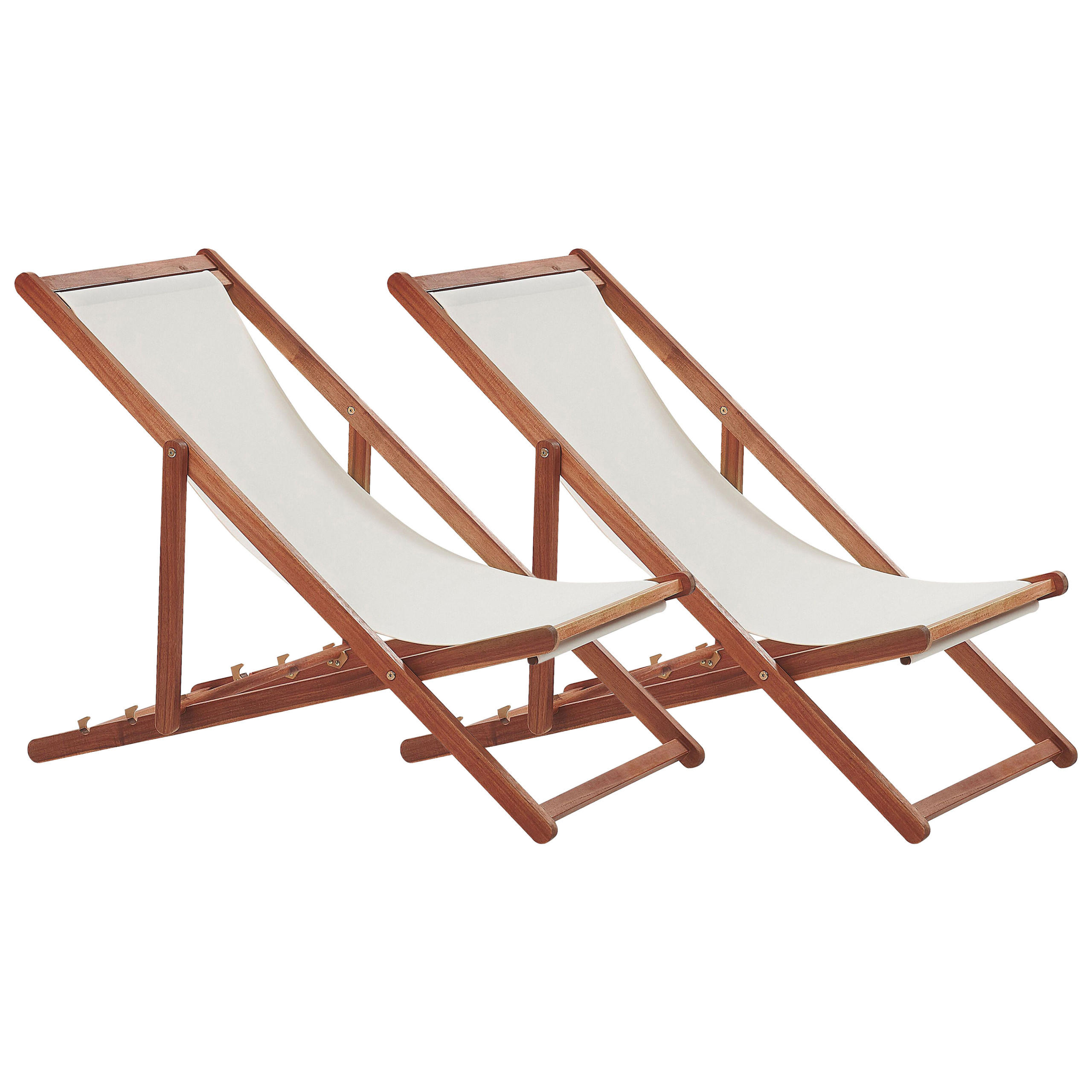 LIEGESTUHL Set mit 2 klappbaren Dunkelbraun Anzio - Weiß, Holz (54/70/97cm)