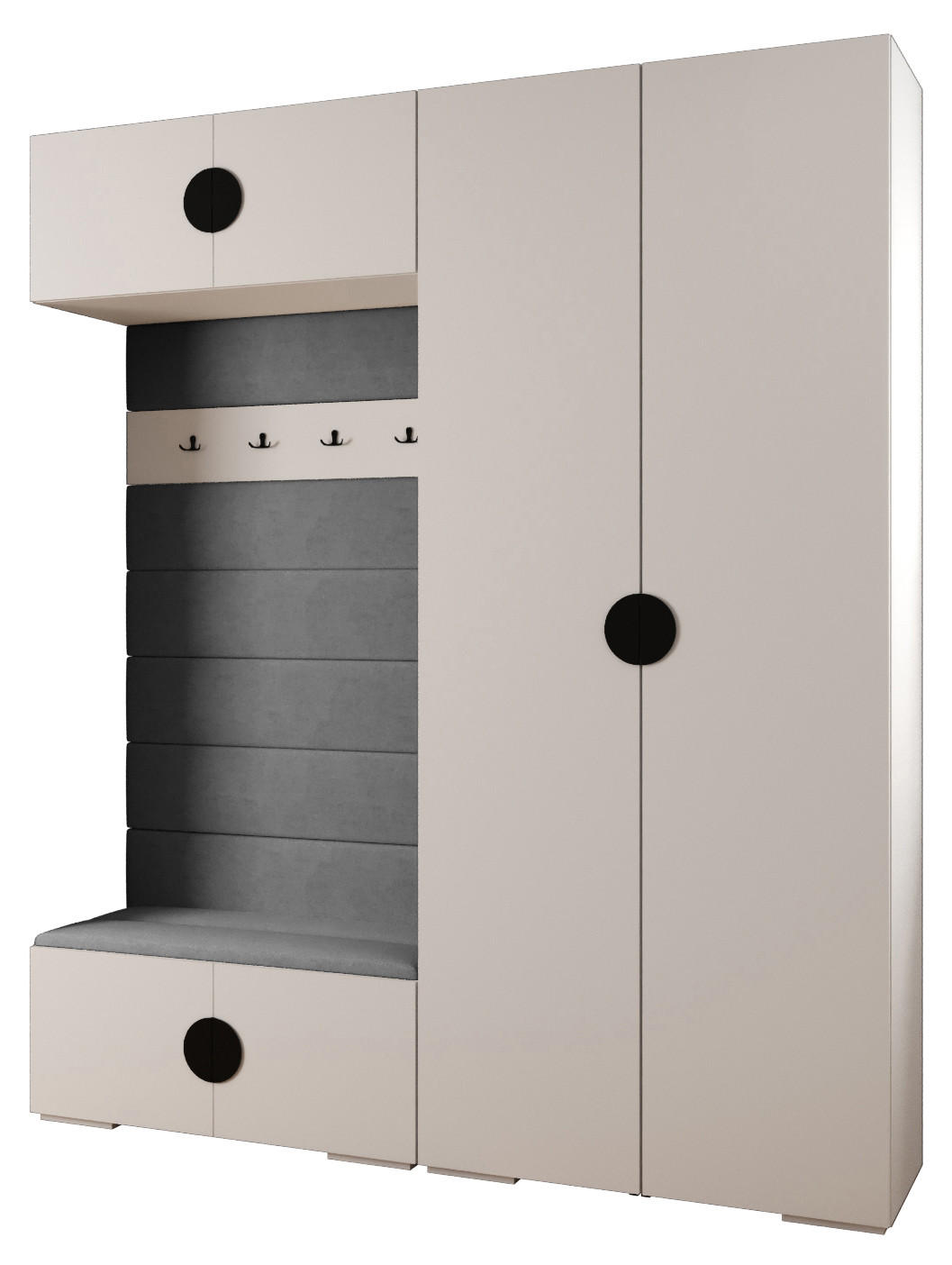 GARDEROBEN-SET 236,7/200/47 - Schwarz/Weiß, Holz/Kunststoff (200/236.7/47cm) - Abiks Möbel