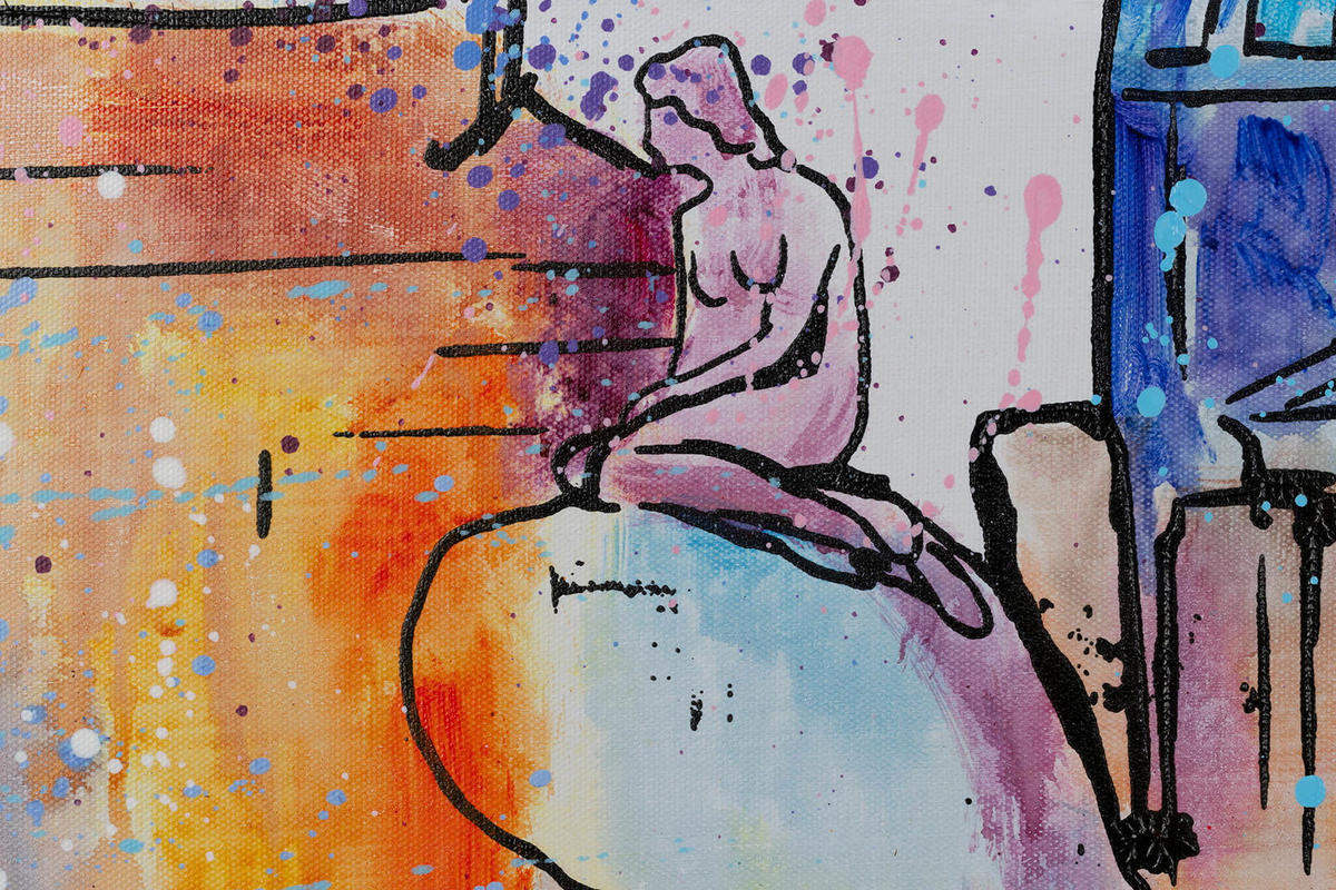 ACRYLBILD HANDGEMALT 120/60 cm - Multicolor/Grau, Holz/Textil (1.7/60cm) - KUNSTLOFT
