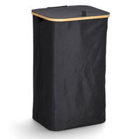 WÄSCHEKORB mit Tasche 44/33/70 cm - Schwarz, Textil (34/69/41.5cm)