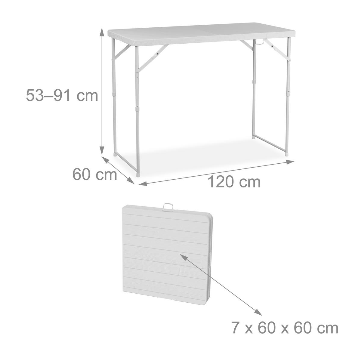 GARTENTISCH - Weiß, Kunststoff/Metall (60/120/74cm) - Relaxdays