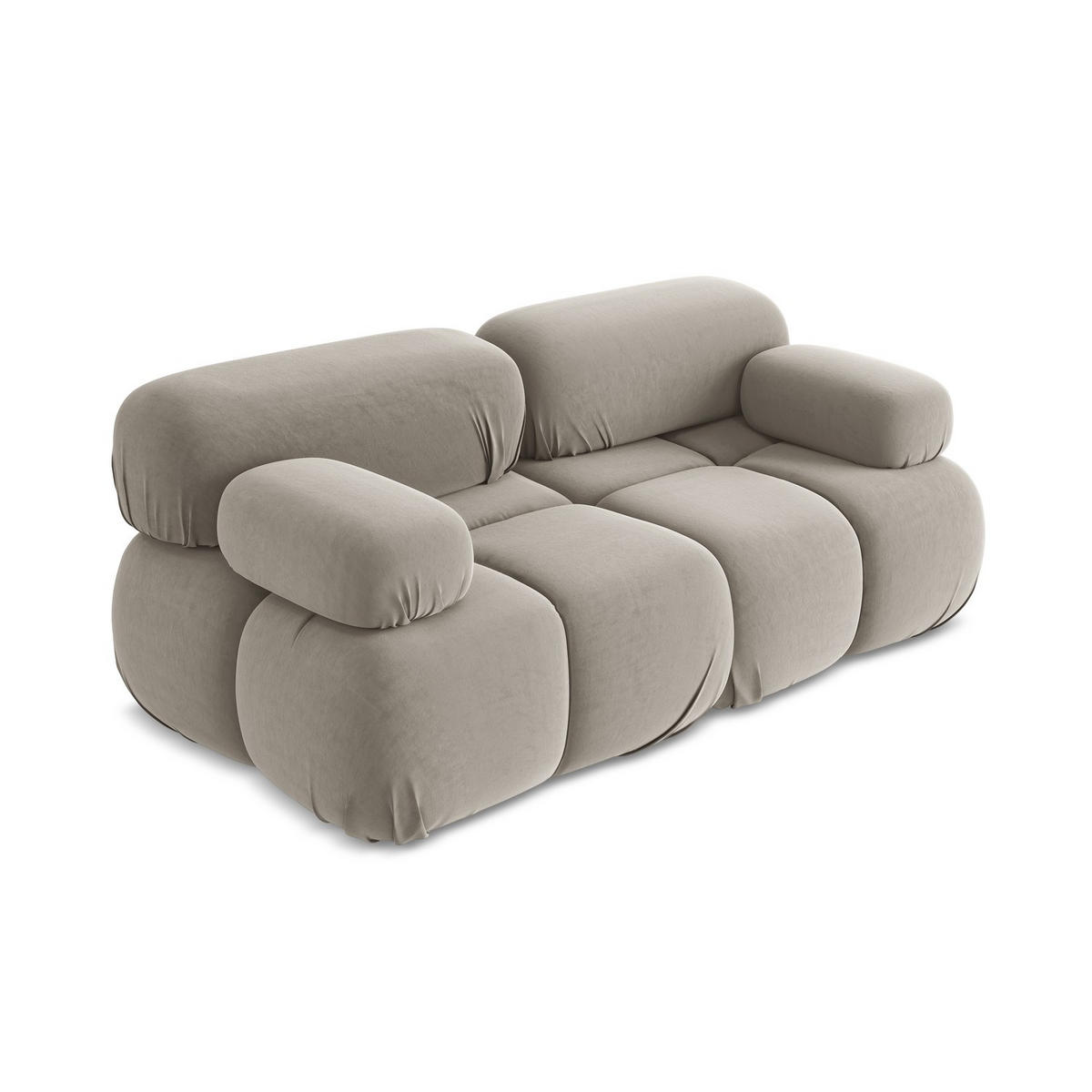 2-SITZER-SOFA Samt Stoff Grau - Taupe/Lila, Kunststoff/Textil (190/70/96cm) - LaMiaSofa