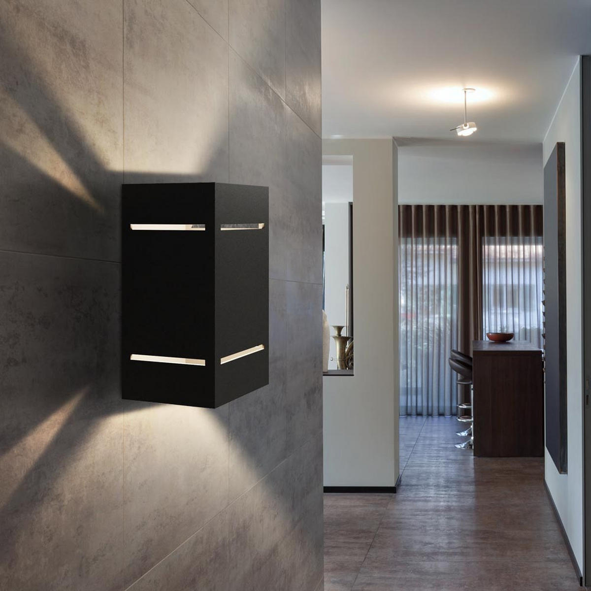 WANDELEUCHTE Aluminium Schwarz BLOCCO - Schwarz, Metall (10/20/12cm)