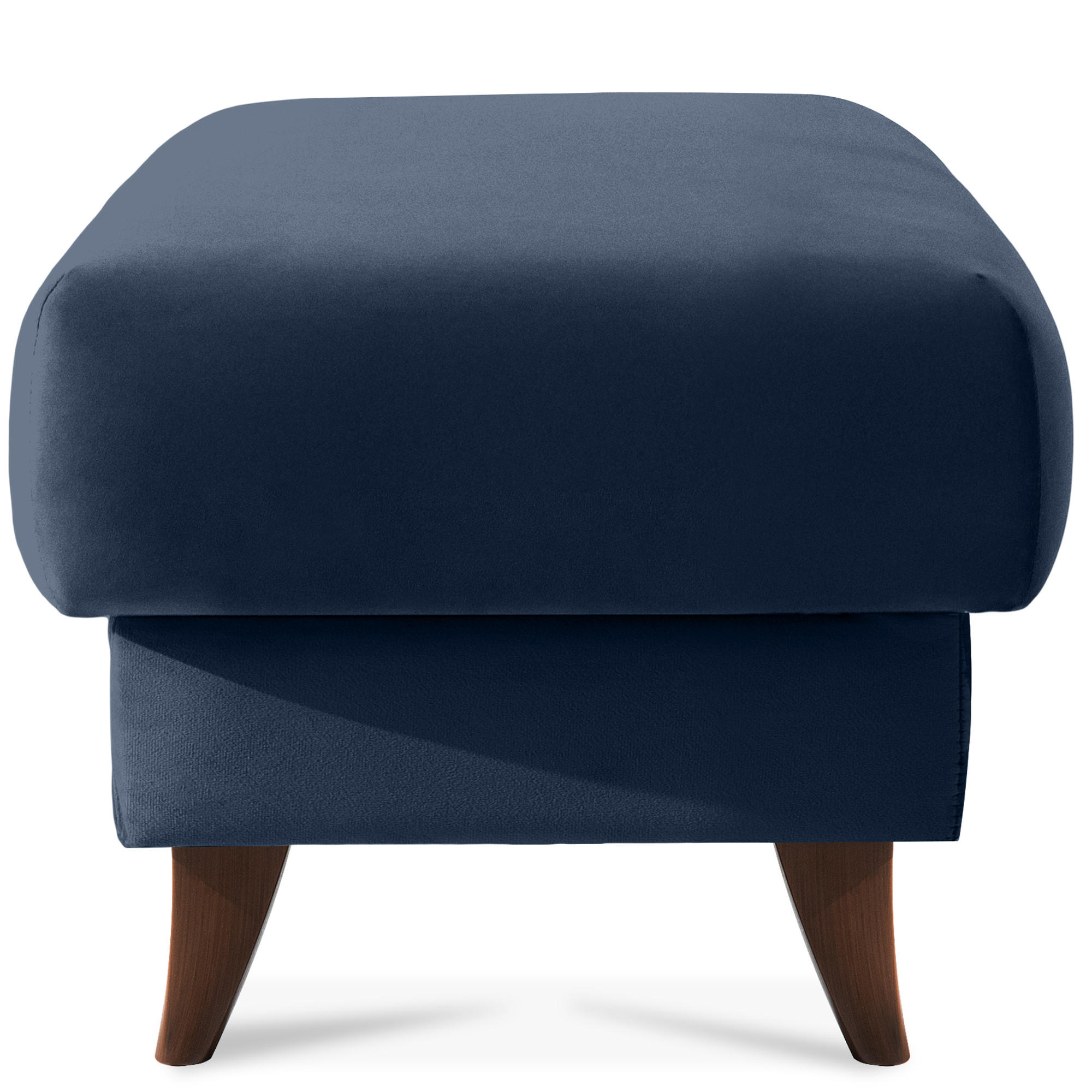 HOCKER GUSTAVO Fußstütze, Velours, Dunkelblau - Dunkelblau, Holz/Holzwerkstoff (53/49/53cm) - KONSIMO®