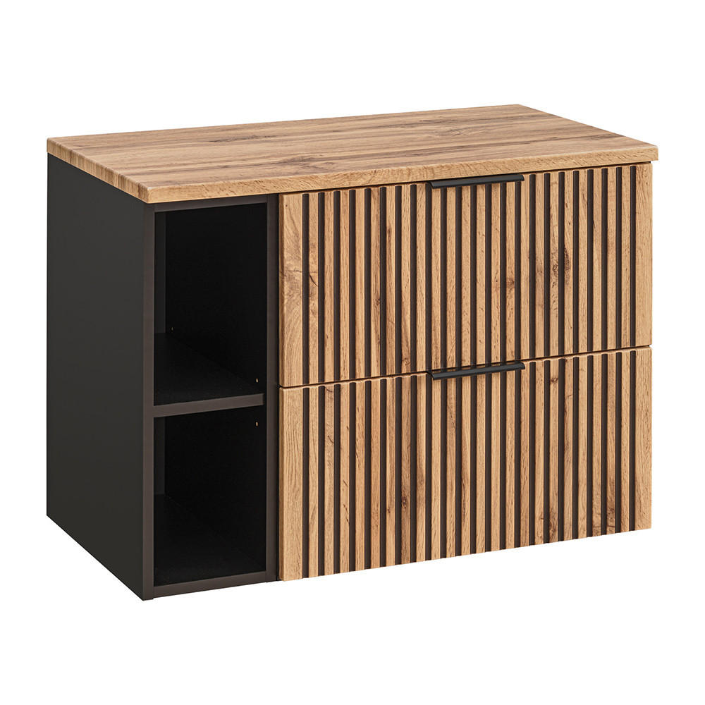 WASCHBECKENSCHRANK Xanten-56 - Braun, Holzwerkstoff (81/59/47cm) - Lomado