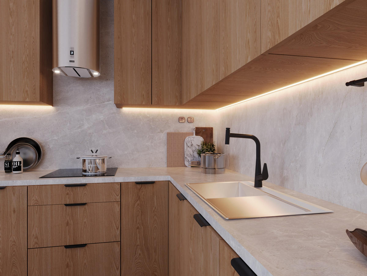 WINKELKÜCHE - 310 x 290 cm Livaro – KU-S37 – Sonoma Eiche - Sonoma Eiche, Holzwerkstoff (310/247/290cm) - hi-markt