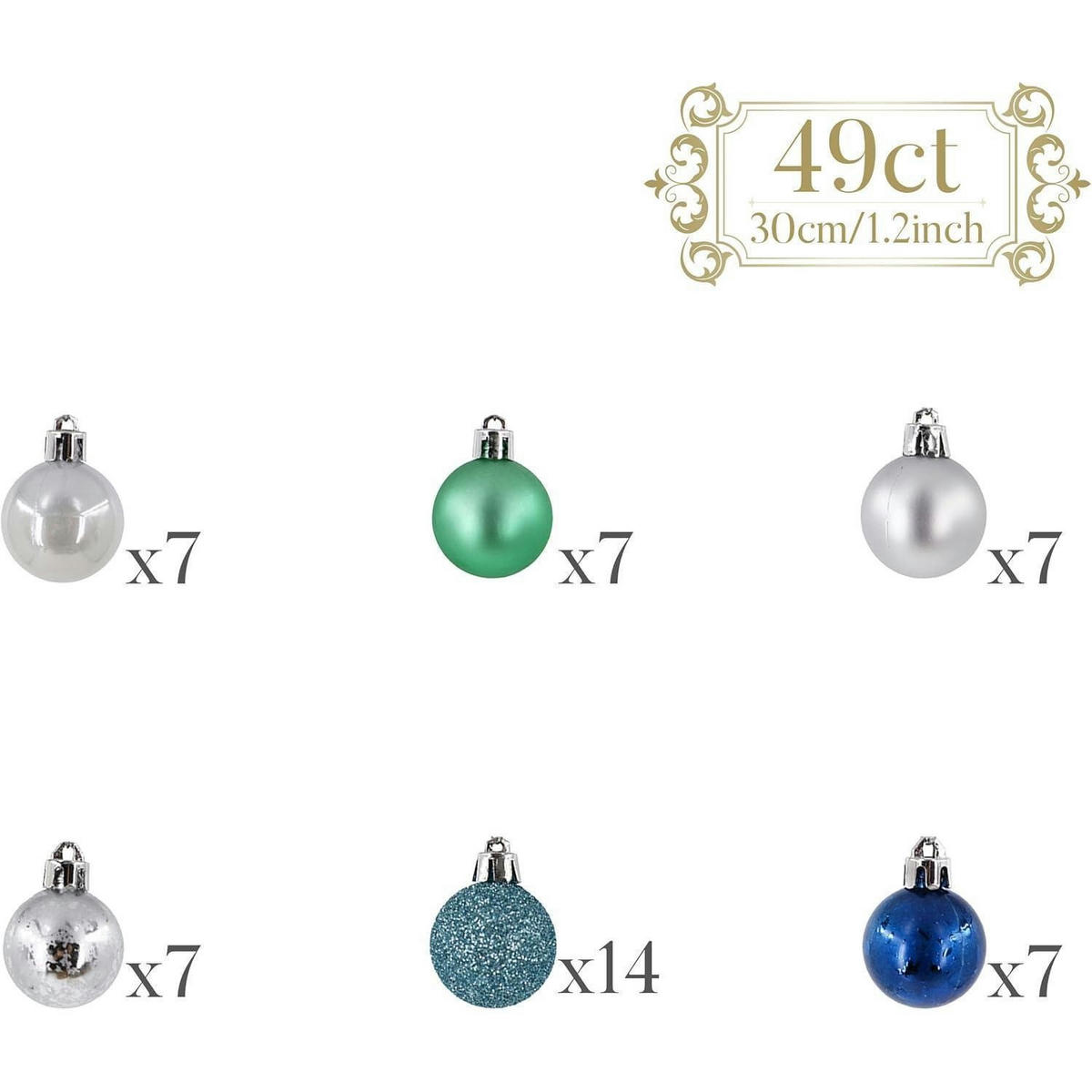 WEIHNACHTSKUGELN 49-teiliges Set 3 cm Kunststoff Blau Grün Silber - Multicolor, Kunststoff (22.7/3/22.7cm)