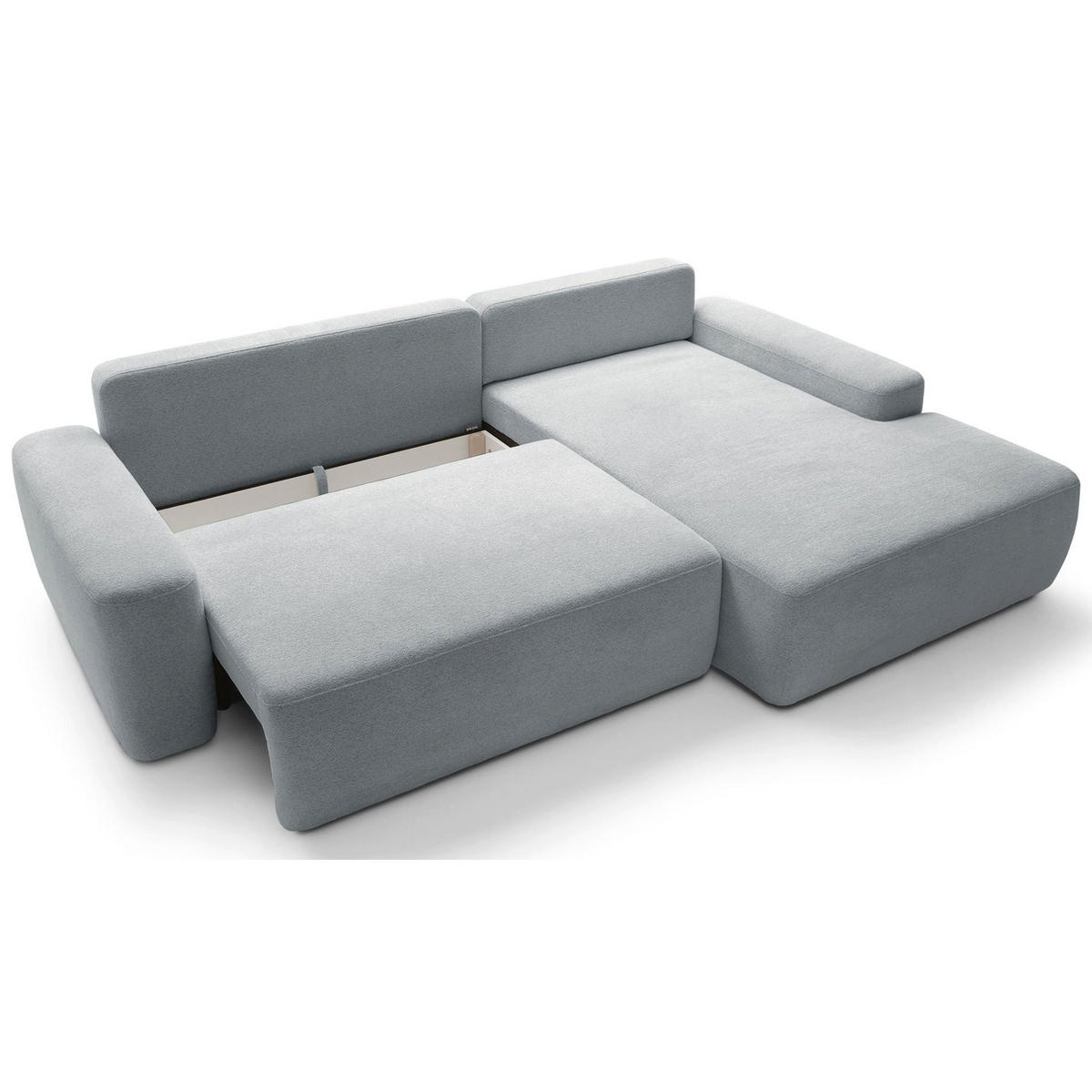 ECKSOFA Baleo Hellgrau Chenille-Bezug - Hellgrau/Schwarz, Kunststoff/Textil (162/264cm) - Selsey