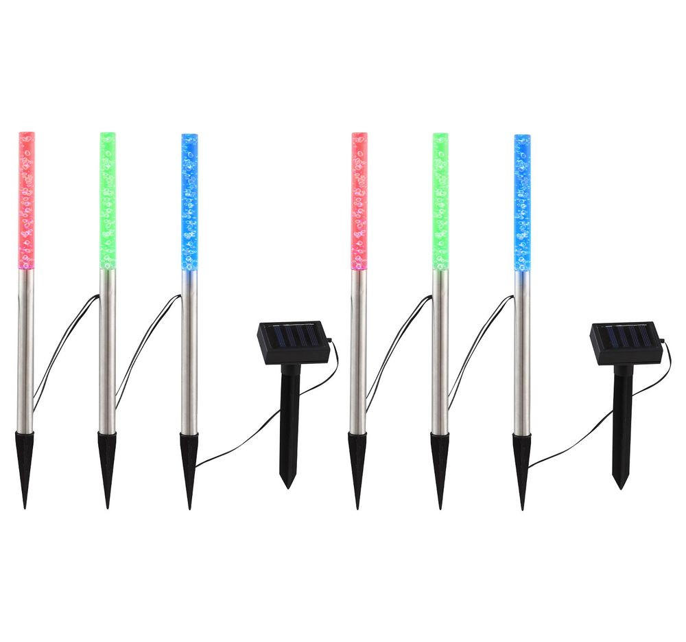 LED AUSSENLEUCHTEN Silber Solar 6er Set - Silberfarben, Kunststoff (1.8/1.8/37cm)