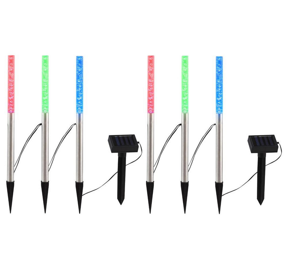 LED AUSSENLEUCHTEN Silber Solar 6er Set - Silberfarben, Kunststoff (1.8/1.8/37cm)