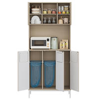 BUFFET aus MDF 35x80x181 cm Weiß mit Müllbereich, Mikrowellenfach und Stauraum für Saugroboter - Weiß, Holzwerkstoff (80/181/35cm) - Modfu