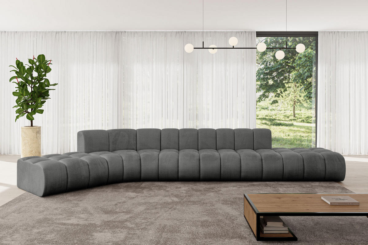 ECKSOFA modulares Sofa Solven-L2 - 471x174x70 cm Dunkelgrau - Dunkelgrau, Holzwerkstoff/Textil (471/174cm) - ALTDECOR