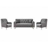 SITZGARNITUR Shimla, Grau Stellvariante 2+1+1 - Grau, Holzwerkstoff/Metall (160/80/100cm)