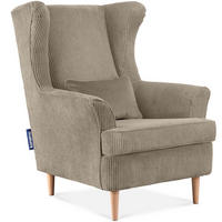OHRENSESSEL STRALIS inklusive dekorativem Kissen, beige - Beige/Grau, Textil (82/108/80cm) - KONSIMO®