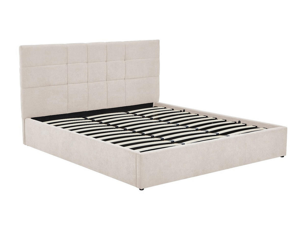BETT mit Bettkasten - 2 Personen - Stoff - Beige - - Beige, Textil (180/200cm) - Vente-Unique