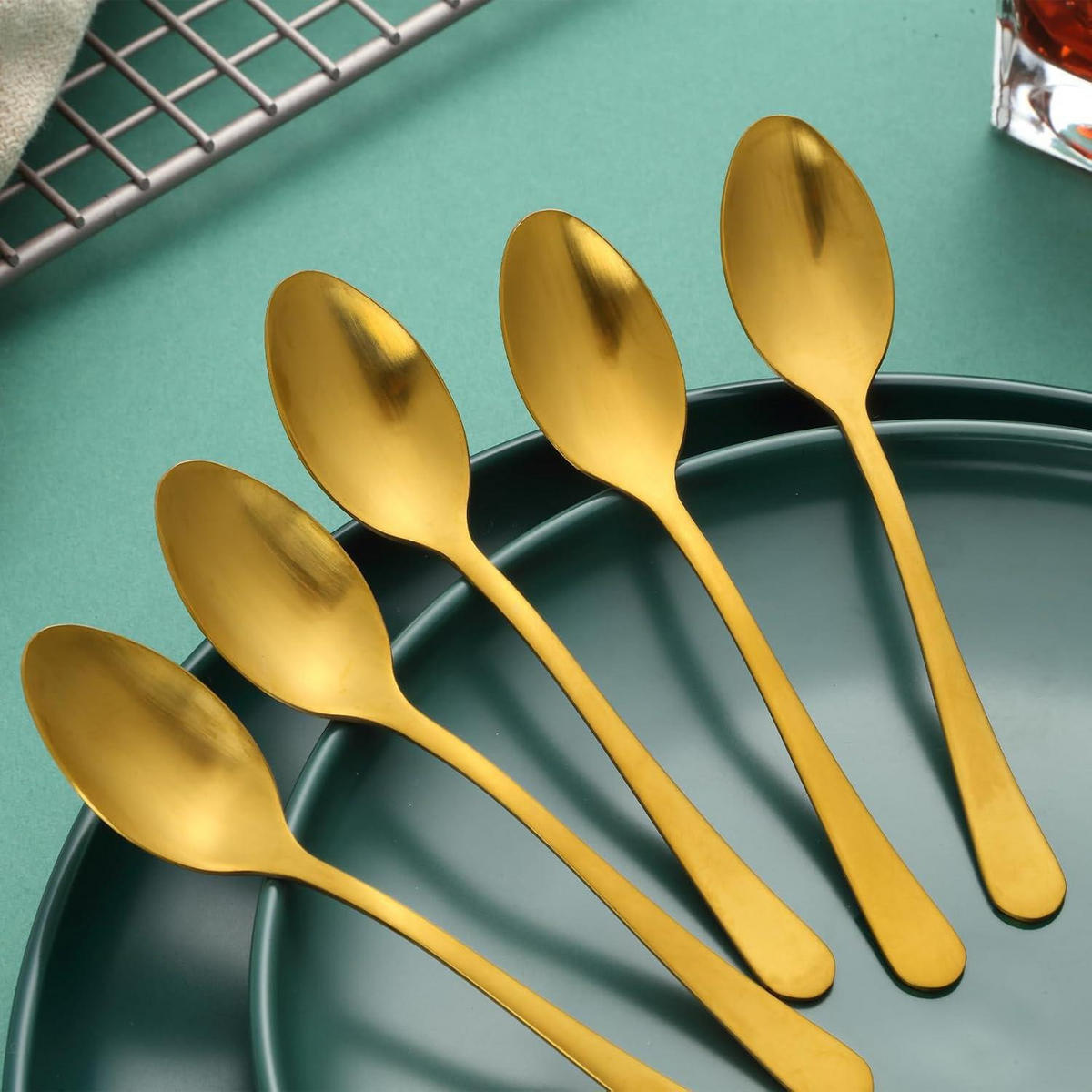 KAFFEELÖFFEL 16-teiliges Set Gold matt 13,7 cm - Goldfarben, Metall