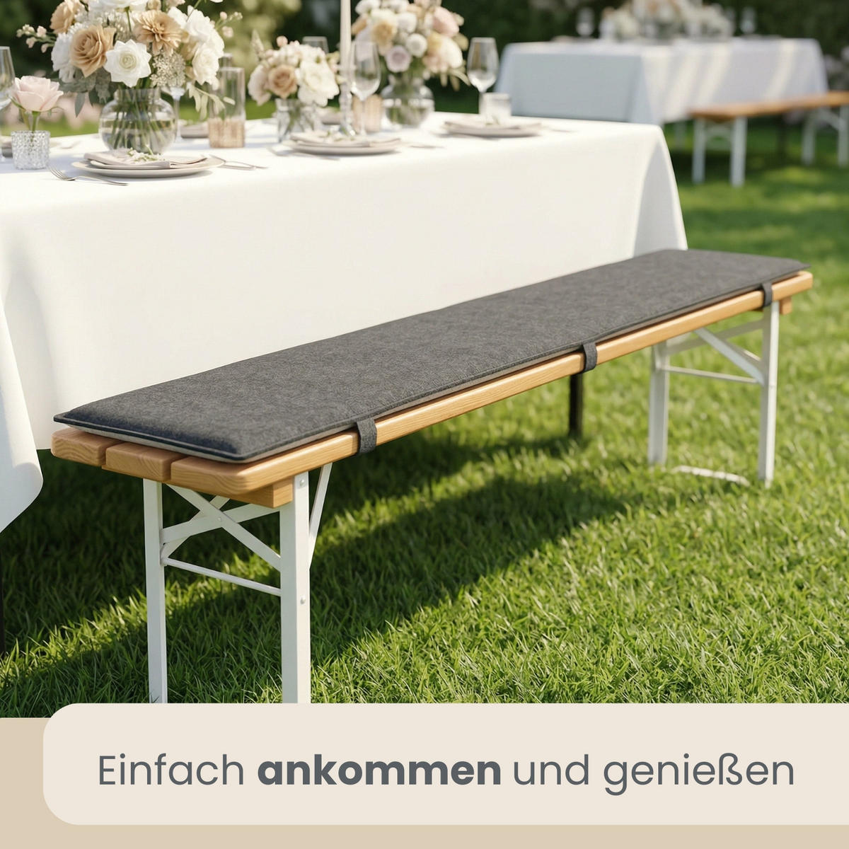 BIERBANKAUFLAGE Filz, 2er Set, Grau, 120/25/1 cm - Grau, Kunststoff (25/1/120cm) - Dunedesign