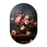 WANDBILD Stilleben - Blumen - Rosen - Blumenstrauß - Vase Deko Groß 80x120 cm - Dunkelbraun, Kunststoff (80/120cm) - MuchoWow