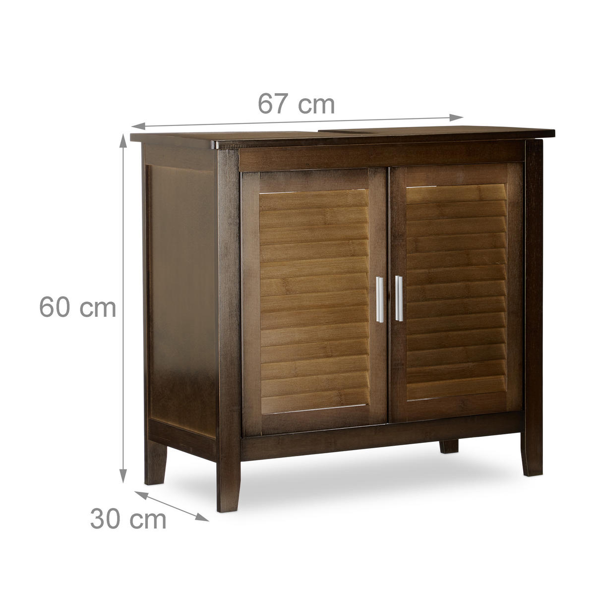 WASCHBECKENUNTERSCHRANK - Dunkelbraun, Holz (30/60/67cm) - Relaxdays