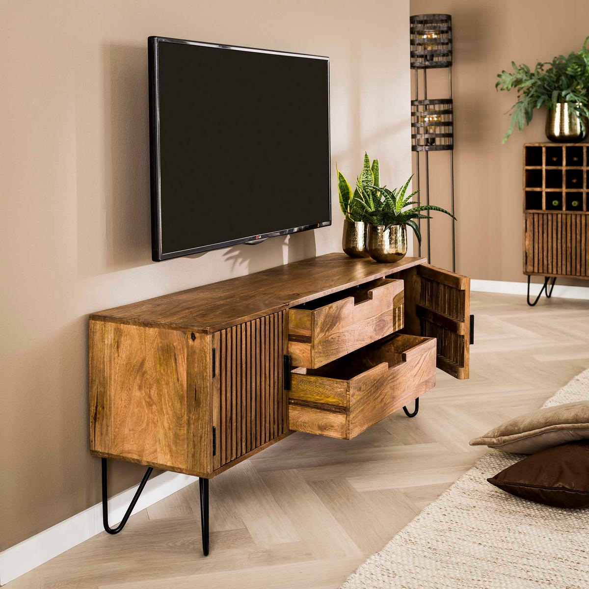 TV-MÖBEL Tweak Braun 135/35/55 cm - Braun, Holz (35/55/135cm) - Hoyz Collection