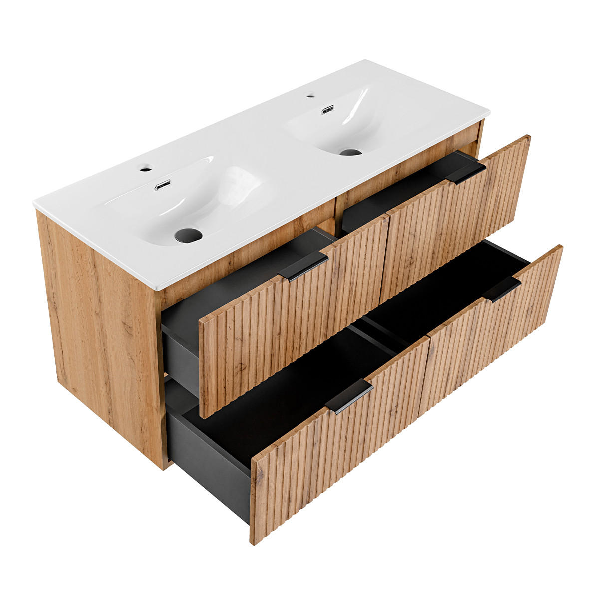 BADMÖBEL Adriel 2er-Set Holz in Eichenoptik - Braun, Holzwerkstoff (120.4/57/46cm) - Petits-meubles