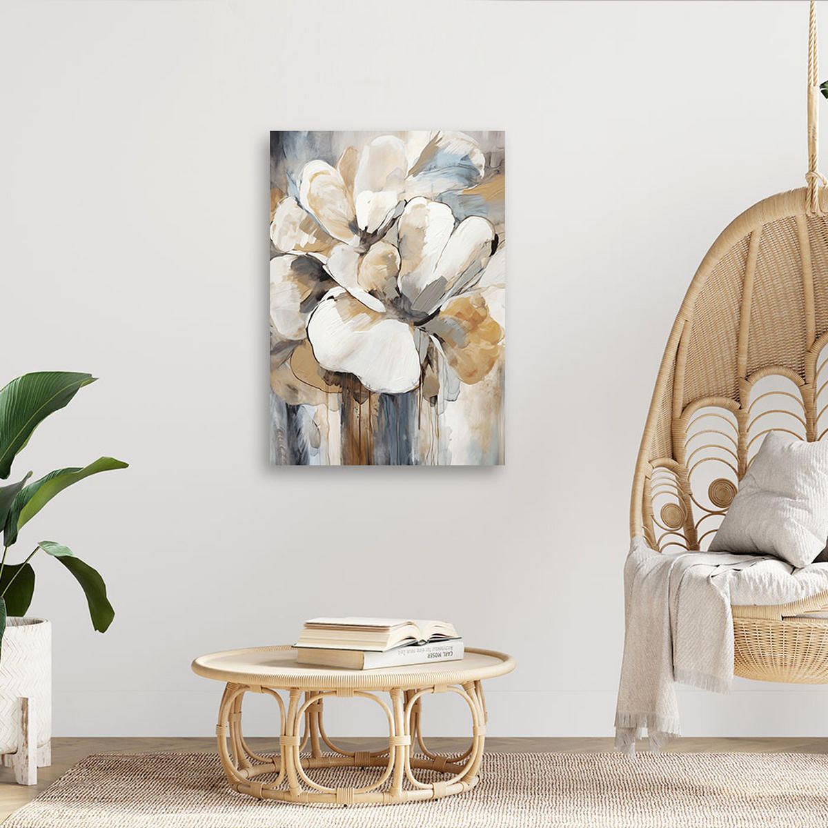 WANDBILD beigefarbene blumen - Beige, Textil (40/60cm) - Feeby