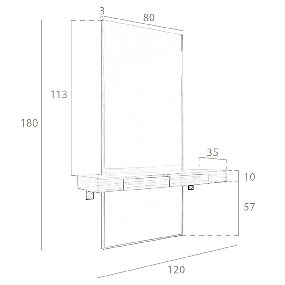 WANDSPIEGEL Wandspiegel Rechteckig Walnuss 120/35/180 cm - Walnussfarben, Holz (35/120/180cm) - ANGEL CERDA