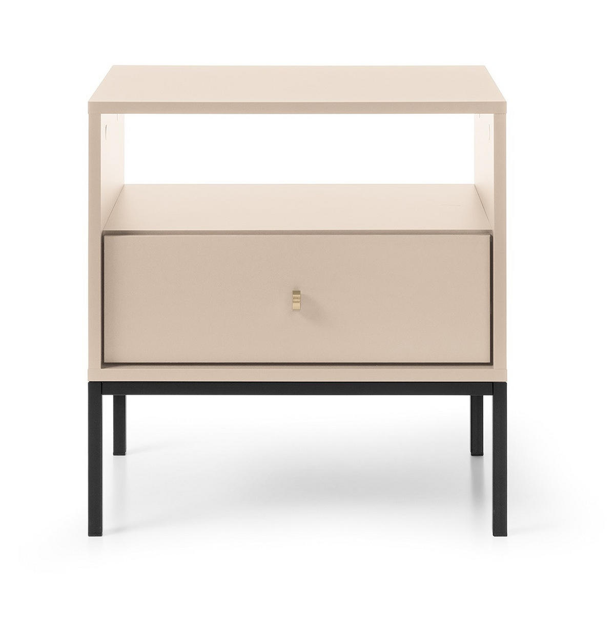 NACHTSCHRANK 54 cm Monti, Schublade, Beige + Schwarz - Beige/Schwarz, Holz/Metall (54/56/39cm) - Emporius