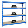 SCHWERLASTREGAL Rhino 180x200x60 cm 4 Spanplatten-Ebenen 16mm Fachlast 500 kg Blau - Blau, Metall (200/180/60cm) - PROREGAL