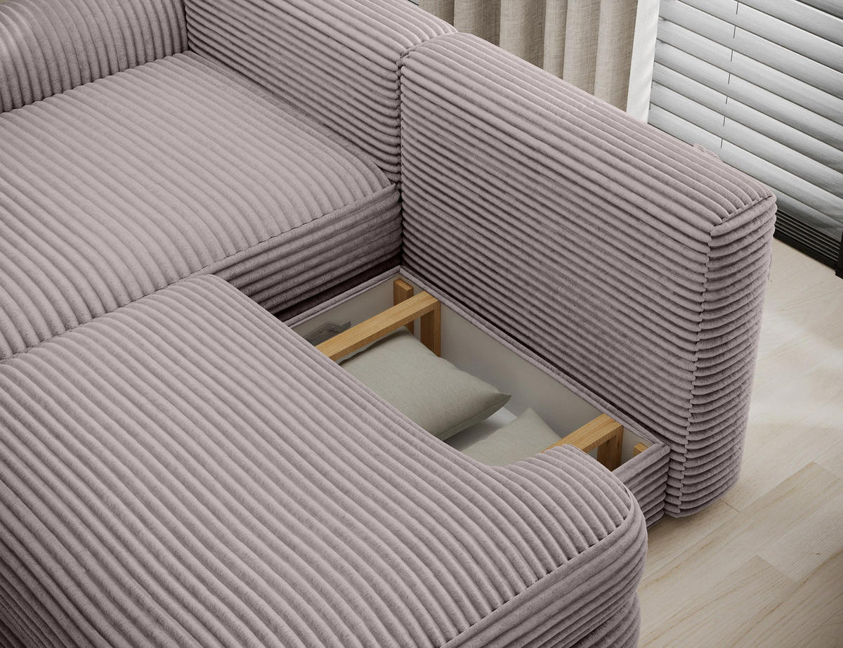 ECKSOFA RIPELI L-Form mit Schlaffunktion & Bettkasten – Modernes 3-Sitzer Sofa, Wellenfederung, 217 × 175 cm - Hellgrau/Schwarz, Kunststoff (217/175cm) - Wohnideebilder