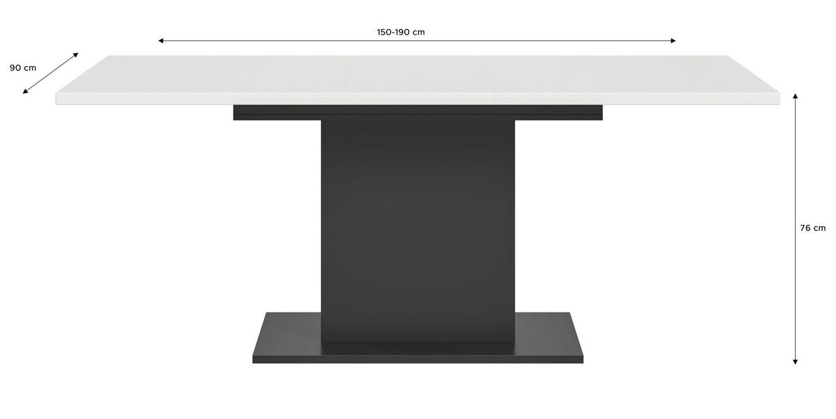 ESSTISCH MOTION (B/H/T: ca. 150/76/90 cm) in grau/weiß - Grau, Holzwerkstoff (90/150/76cm)