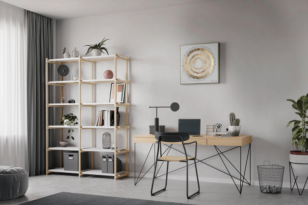 ACRYLBILD HANDGEMALT 60/60 cm - Goldfarben/Weiß, Holz/Textil (1/60cm) - KUNSTLOFT