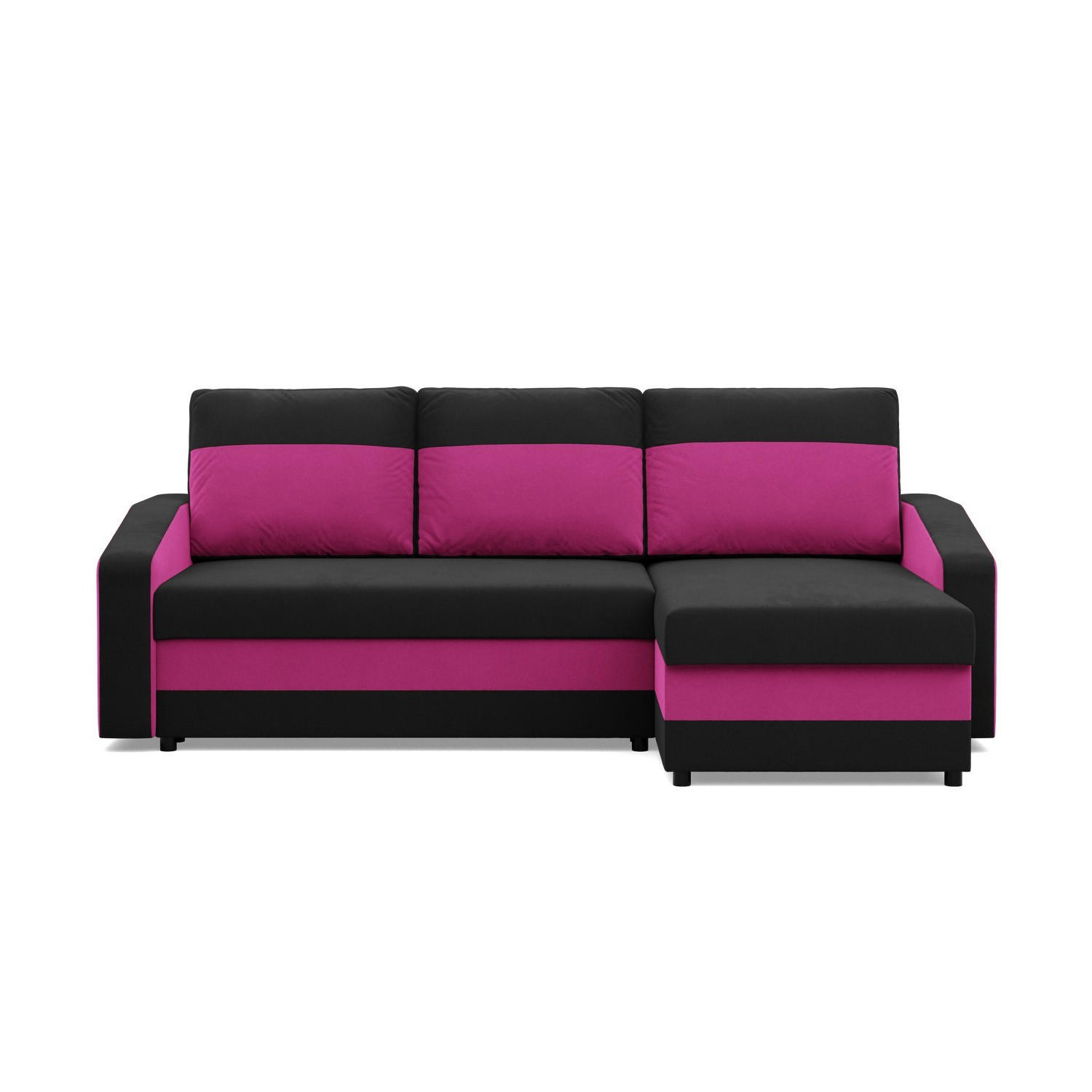 ECKSOFA MIT SCHLAFFUNKTION ORION, Schwarz + Rosa - Pink/Schwarz, Textil (231/140cm)