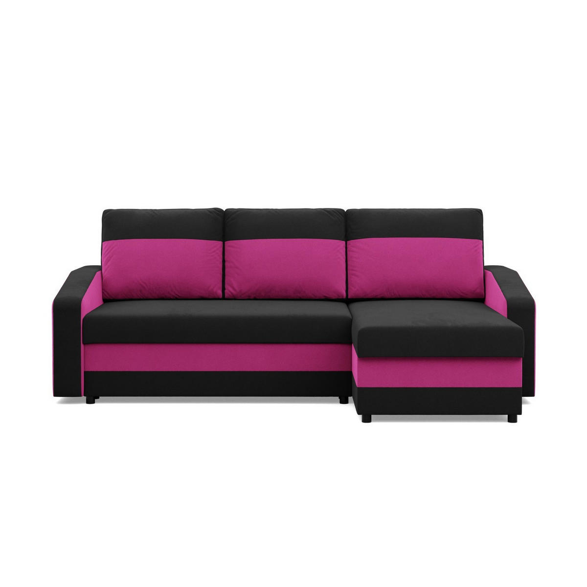 ECKSOFA MIT SCHLAFFUNKTION ORION, Schwarz + Rosa - Pink/Schwarz, Textil (231/140cm)