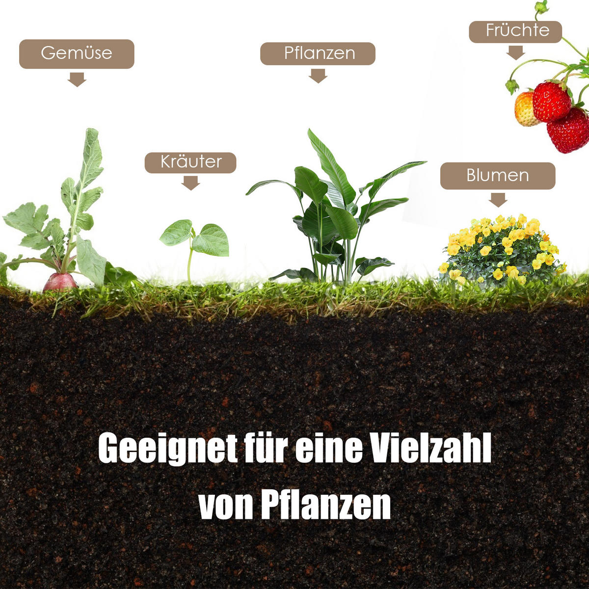 HOCHBEET Pflanzbeet Pflanztrog Holz - Apfelbaumfarben, Holz (44/51/120cm) - COSTWAY