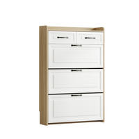 DREHBARES SCHUHSCHRANK 3 Klapptüren 2 Schubladen - Weiß, Holzwerkstoff (23.5/131/80cm) - Bomclap