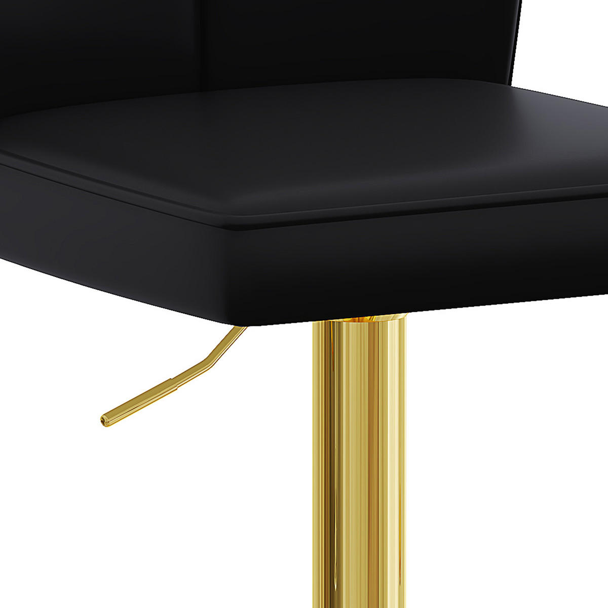 BARHOCKER 2er-Set Schwarz-Gold höhenverstellbar & 360° drehbar mit PU-Leder - Schwarz, Metall (44.5/95.5/44cm) - PANGIVO