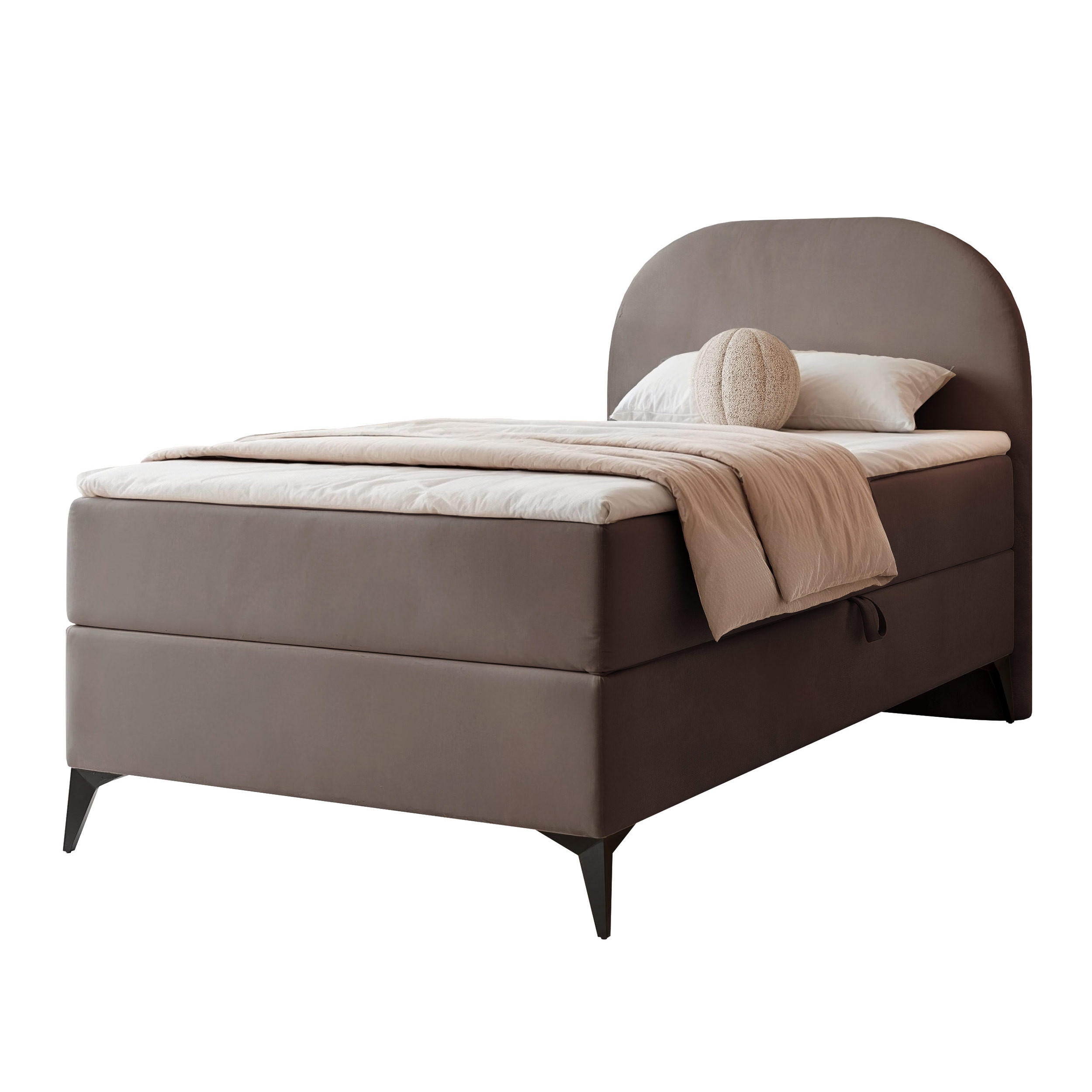 BOXBETT NOELIA 100/200 cm Öffnung links, mit Matratze, Braun - Braun, Holzwerkstoff/Textil (100/200cm) - Idohome