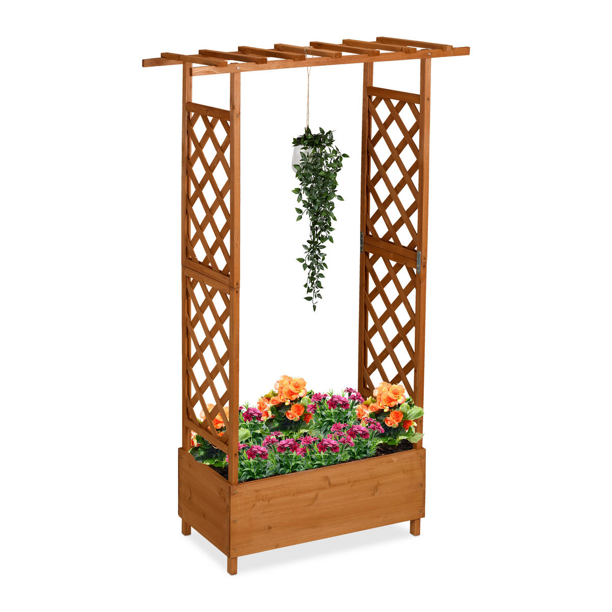 PFLANZKASTEN - Hellbraun, Holz/Textil (110/183/44cm) - Relaxdays