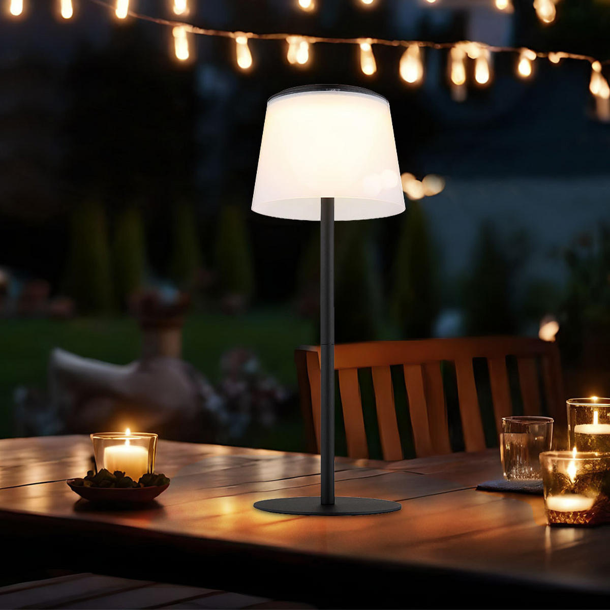 LED TISCHLEUCHTE satiniert Weiß - Schwarz, Metall (13/13/34cm) - Globo Lighting