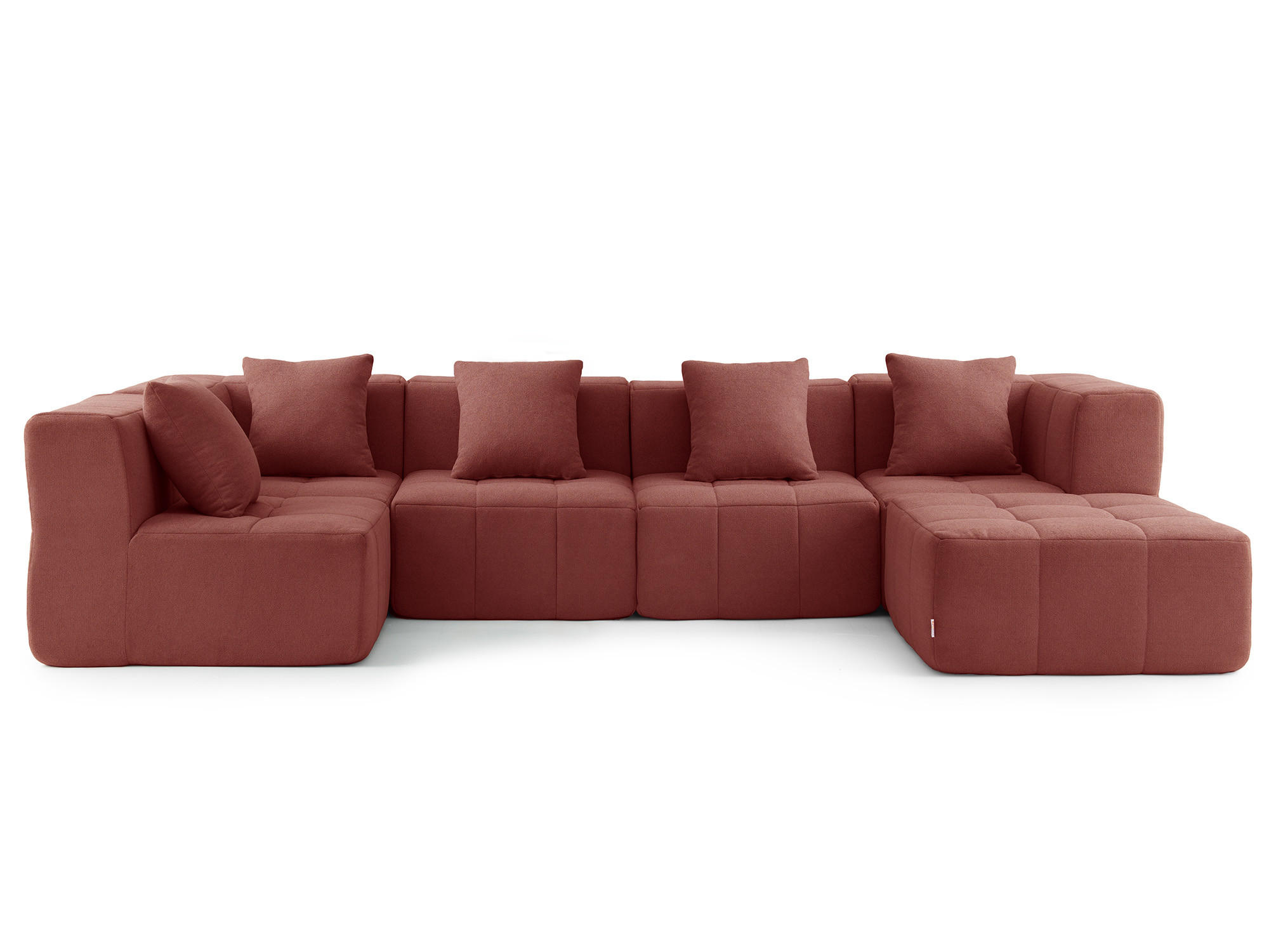 WOHNLANDSCHAFT Bouclé-Stoff Terrakotta-Rot - Terracotta, Textil (340/73/190cm) - MILYsofa