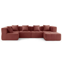 WOHNLANDSCHAFT Bouclé-Stoff Terrakotta-Rot - Terracotta, Textil (340/73/190cm) - MILYsofa