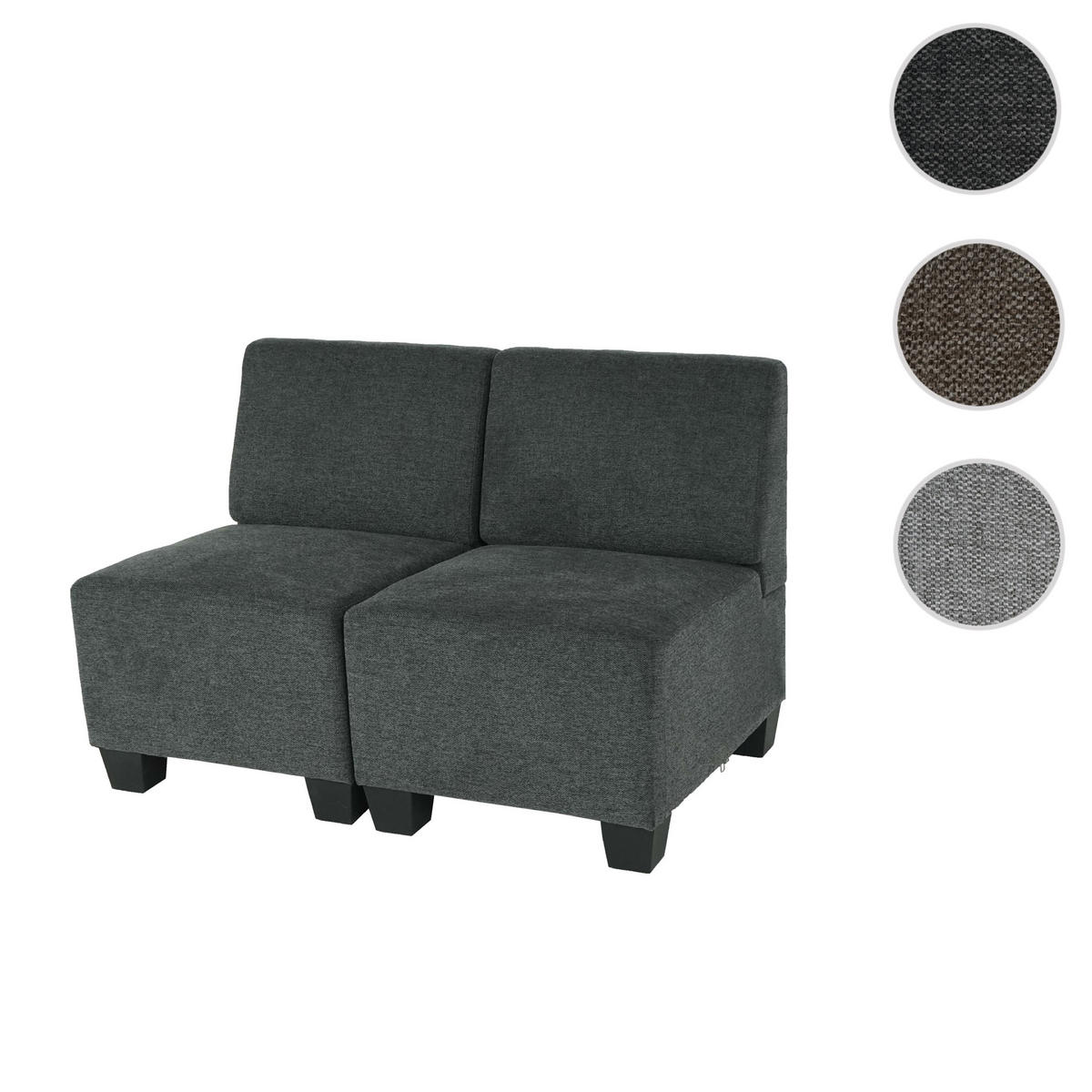 2-SITZER SOFA COUCH MODULAR Anthrazit - Anthrazit, Textil (114/76/72cm) - MCW