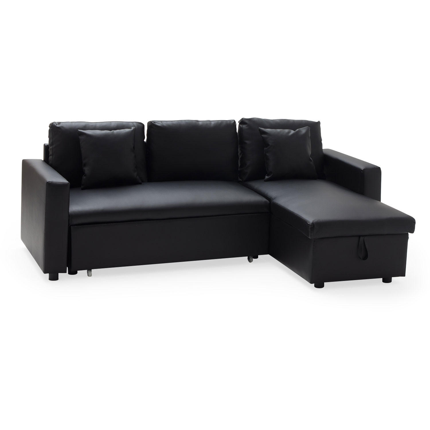 ECKSOFA CLARK Schwarz 3 Plätze - Schwarz, Kunststoff (225/146cm) - Happy Garden